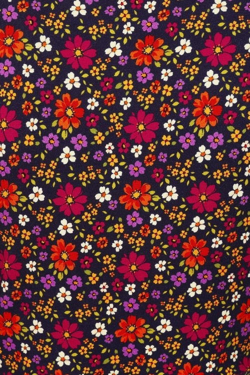 MiraLune - Hannah Floral jurk in donkerblauw en multi  ~ Topvintage exclusive 4