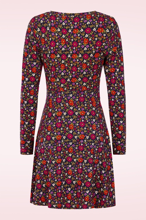 MiraLune - Hannah Floral jurk in donkerblauw en multi  ~ Topvintage exclusive 3