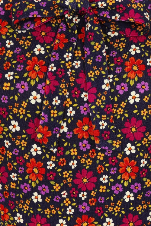 MiraLune - Hannah Floral jurk in donkerblauw en multi  ~ Topvintage exclusive 2