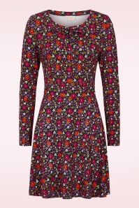 MiraLune - Hannah Floral jurk in donkerblauw en multi  ~ Topvintage exclusive