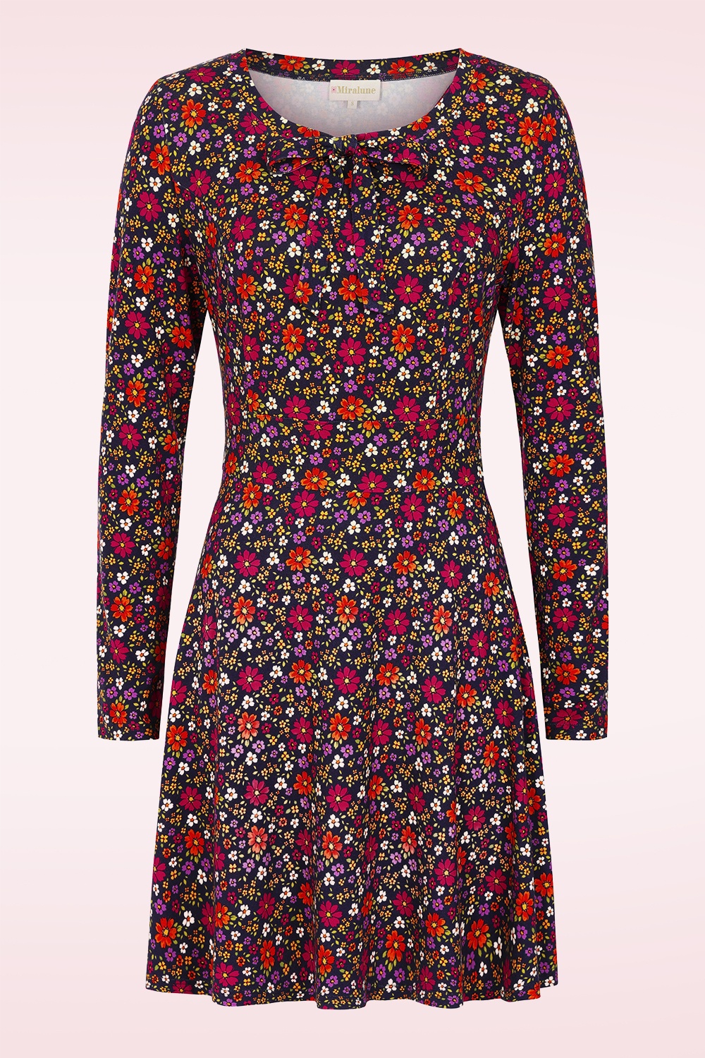 MiraLune - Hannah Floral jurk in donkerblauw en multi  ~ Topvintage exclusive