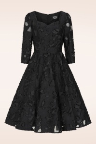 Hearts & Roses - Nora Floral swing jurk in zwart 2
