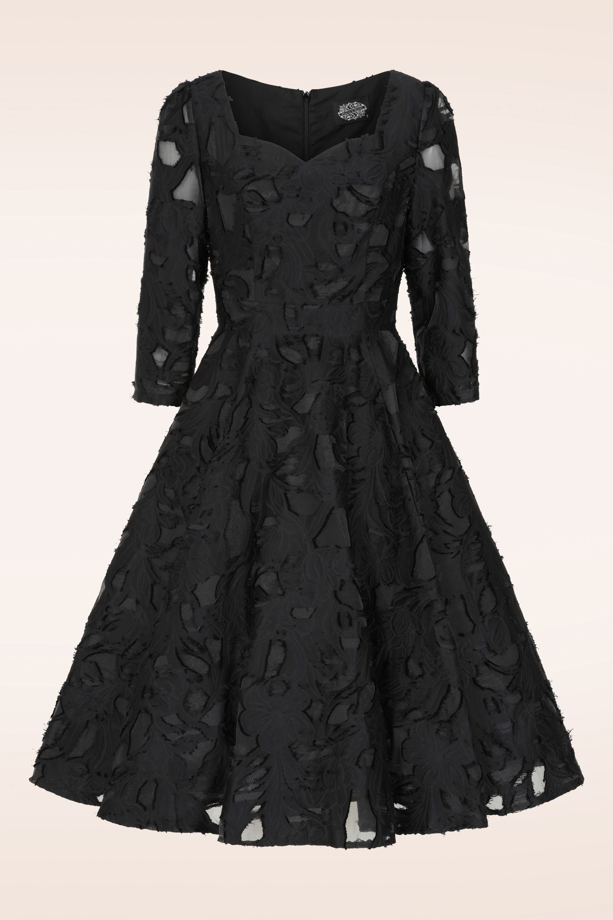 Hearts & Roses - Nora Floral swing jurk in zwart 2