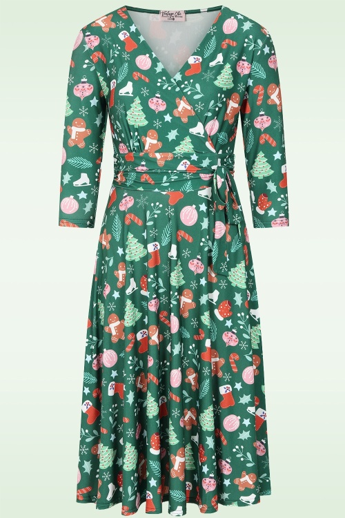 Vintage Chic for Topvintage - Aria Christmas Swing Dress in Green ~ Topvintage exclusive