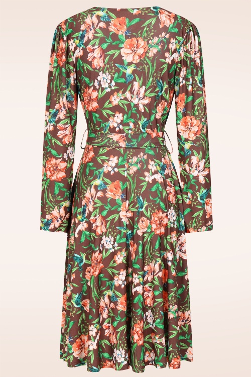 Vintage Chic for Topvintage - Taylor Cross Over Humming Bird Swing Dress in Brown ~ Topvintage exclusive 2