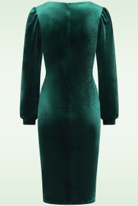 Vintage Chic for Topvintage - Lilian Velvet Pencil Dress in Dark Green ~ Topvintage exclusive 2