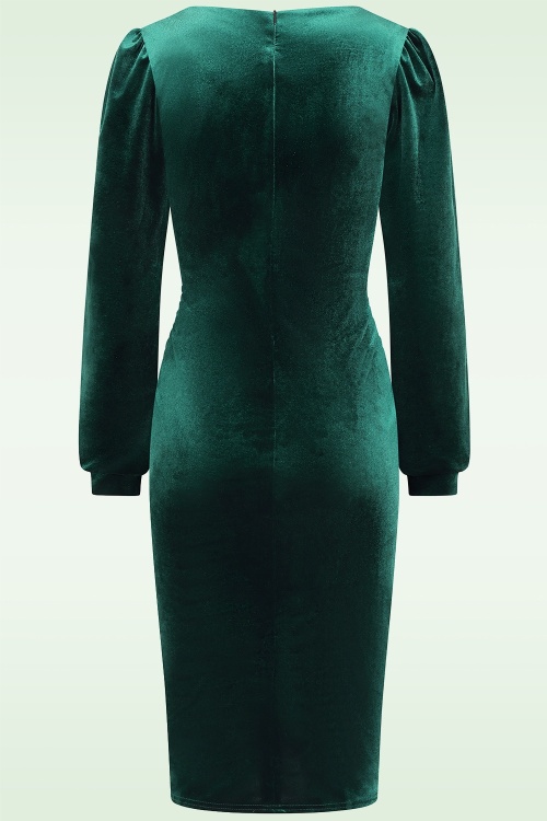 Vintage Chic for Topvintage - Lilian Velvet Pencil Dress in Dark Green ~ Topvintage exclusive 2