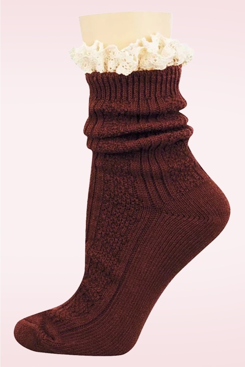 Socksmith - Slouchy Boot Crew Socks in Rusty Red 2