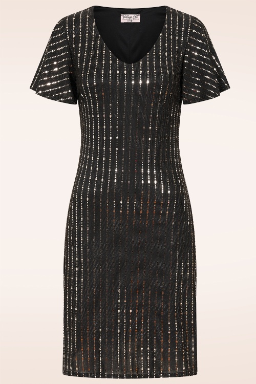 Vintage Chic for Topvintage - Layla Glitter A-Line Dress in Black and Gold ~ Topvintage exclusive