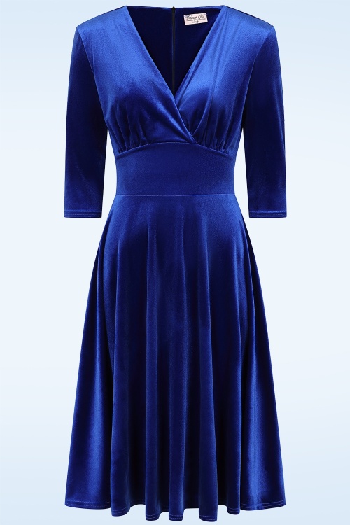 Vintage Chic for Topvintage - Maddison Swing Dress in Royal Blue Velvet ~ Topvintage exclusive