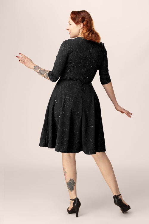 Vintage Chic for Topvintage - Exklusiv bei Topvintage ~ Glinda Glitter Swingkleid in Schwarz 5