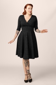 Vintage Chic for Topvintage - Exklusiv bei Topvintage ~ Glinda Glitter Swingkleid in Schwarz 4