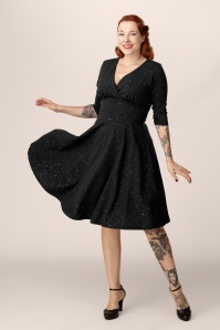 Vintage Chic for Topvintage - Exklusiv bei Topvintage ~ Glinda Glitter Swingkleid in Schwarz