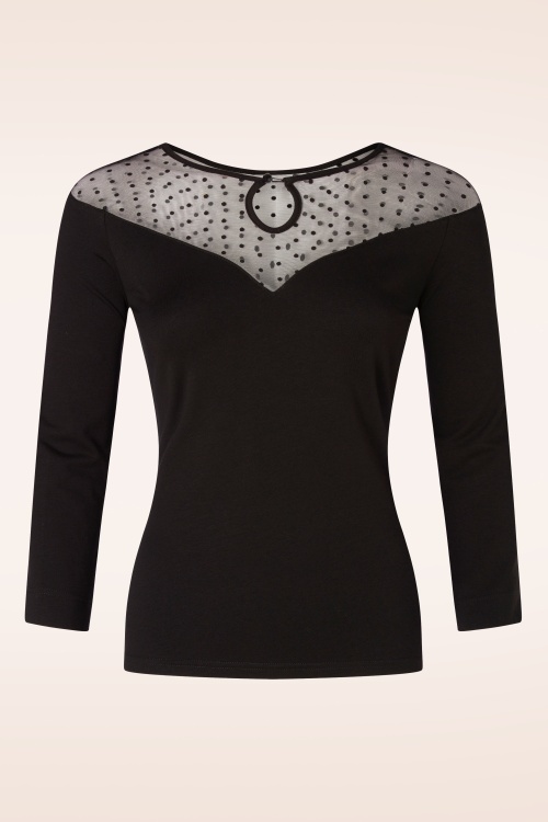 Banned Retro - Evita Evening Top Années 50 en Noir