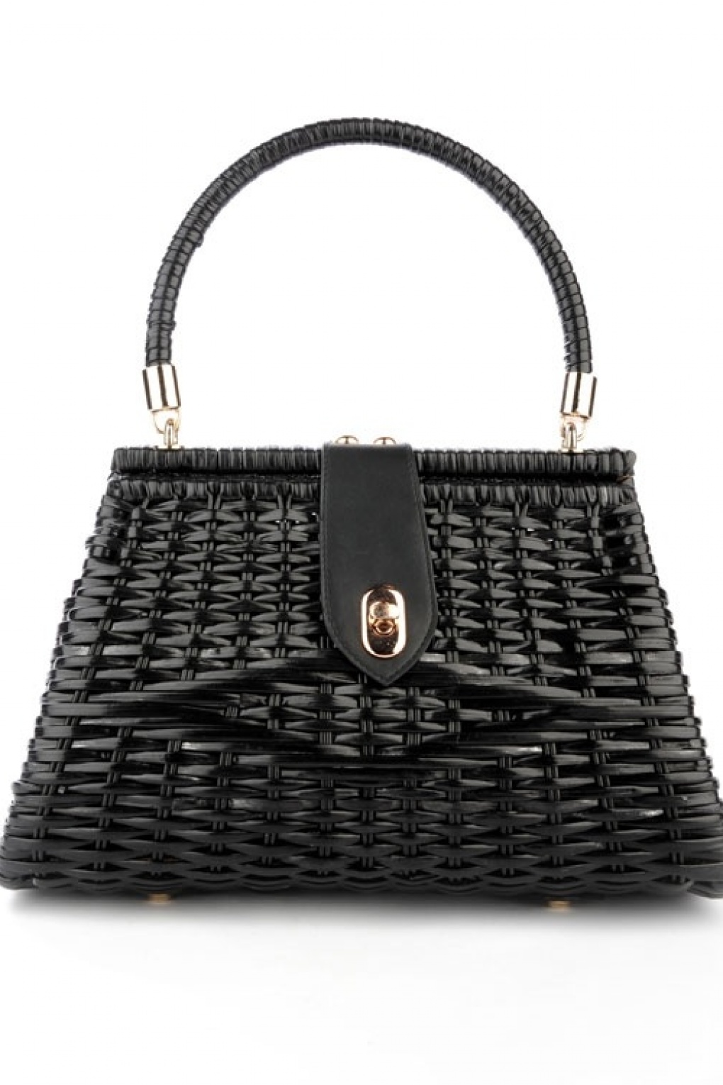50s Vintage Wicker Purse in Black