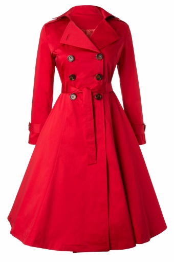 TopVintage exclusive ~ Dietrich Swing Trench Coat in Red