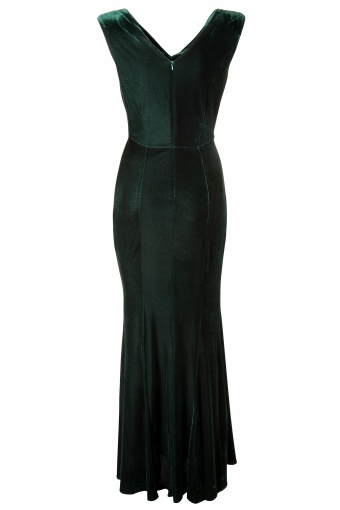 40s Claudette Emerald Green Velvet Dress