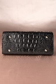 Collectif Clothing - Marie Kiss Lock Bag Croc Black Années 1940 5