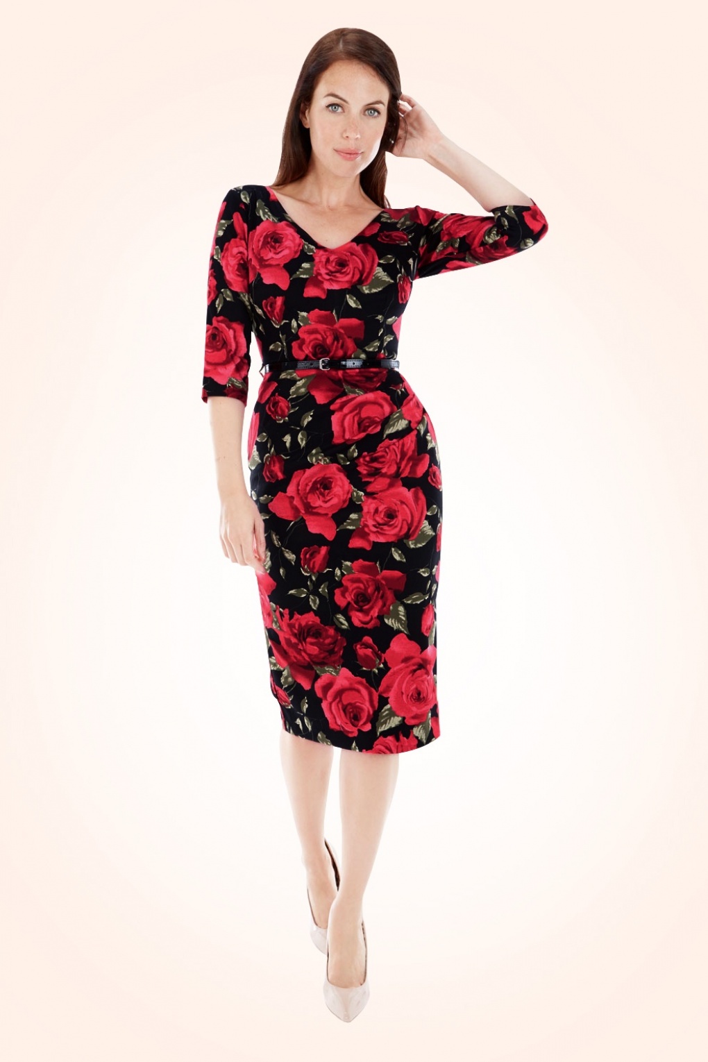 Burbank Sorento Black Floral Pencil Dress