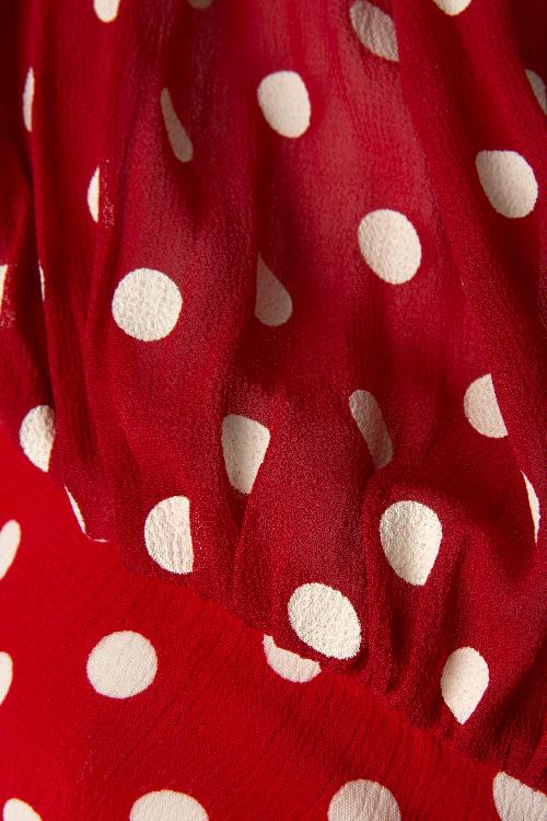 The Seamstress of Bloomsbury - Paula Polkadot blouse in rood en wit 5