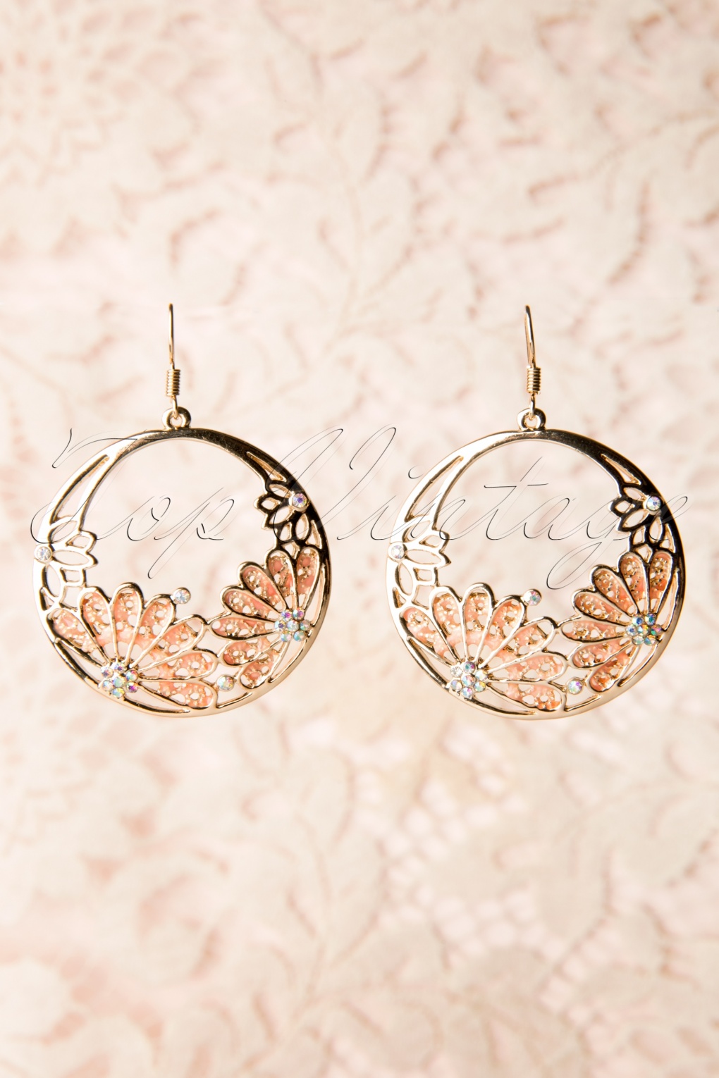 Sparkling Rosé Gold Flower Earrings