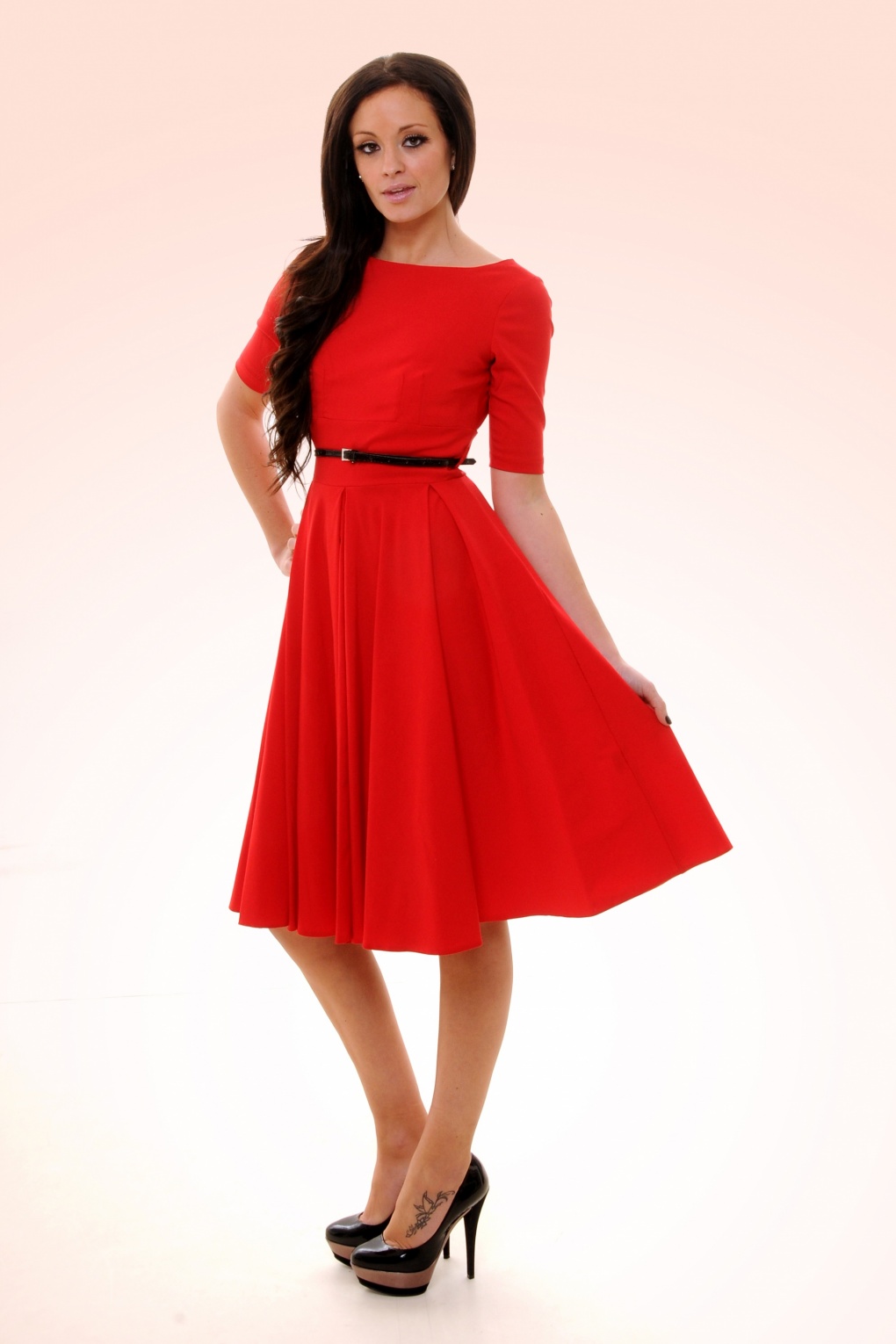 Red Hepburn Full Circle 50s retro shift dress