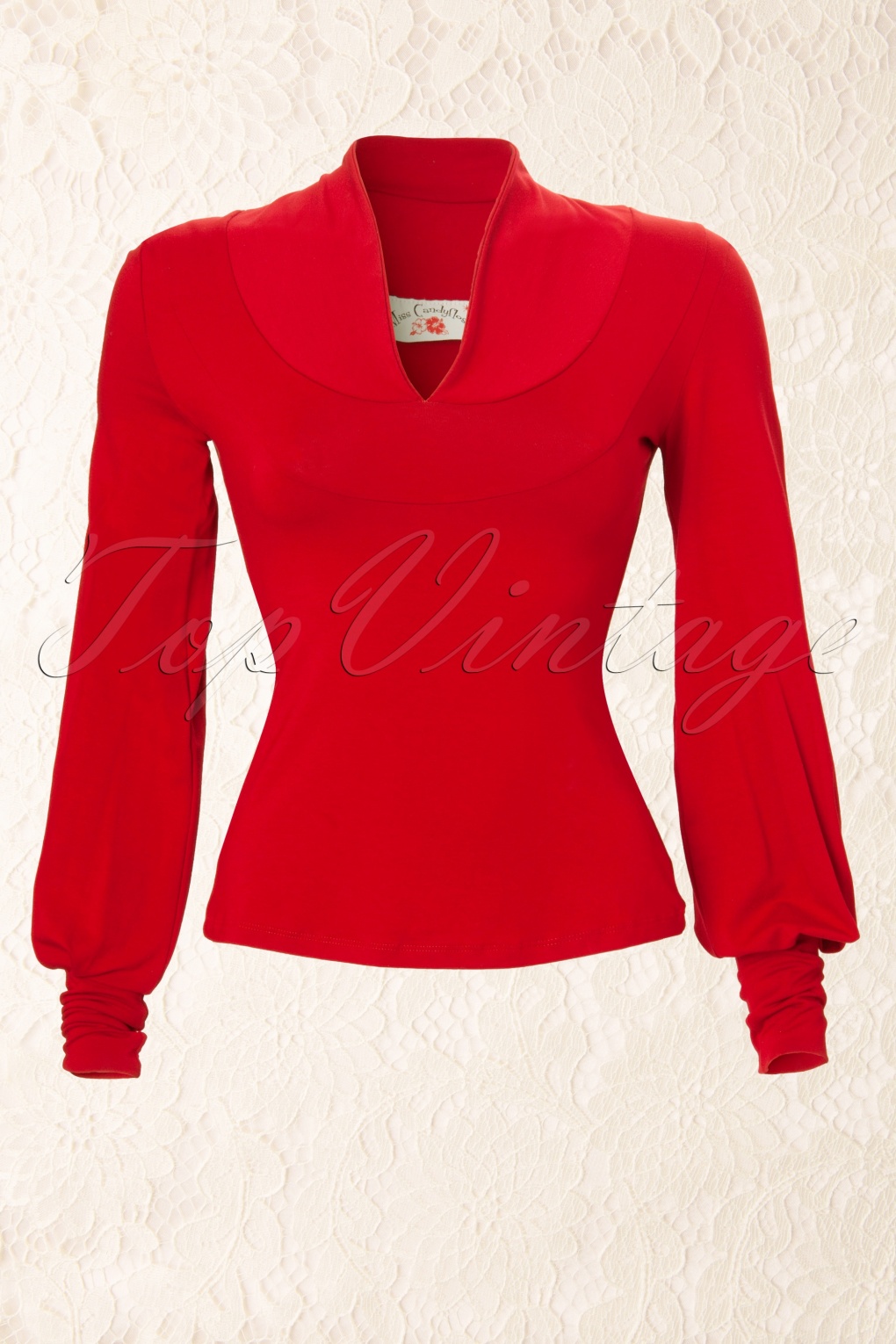 TopVintage exclusive 40s Grace top long sleeve red