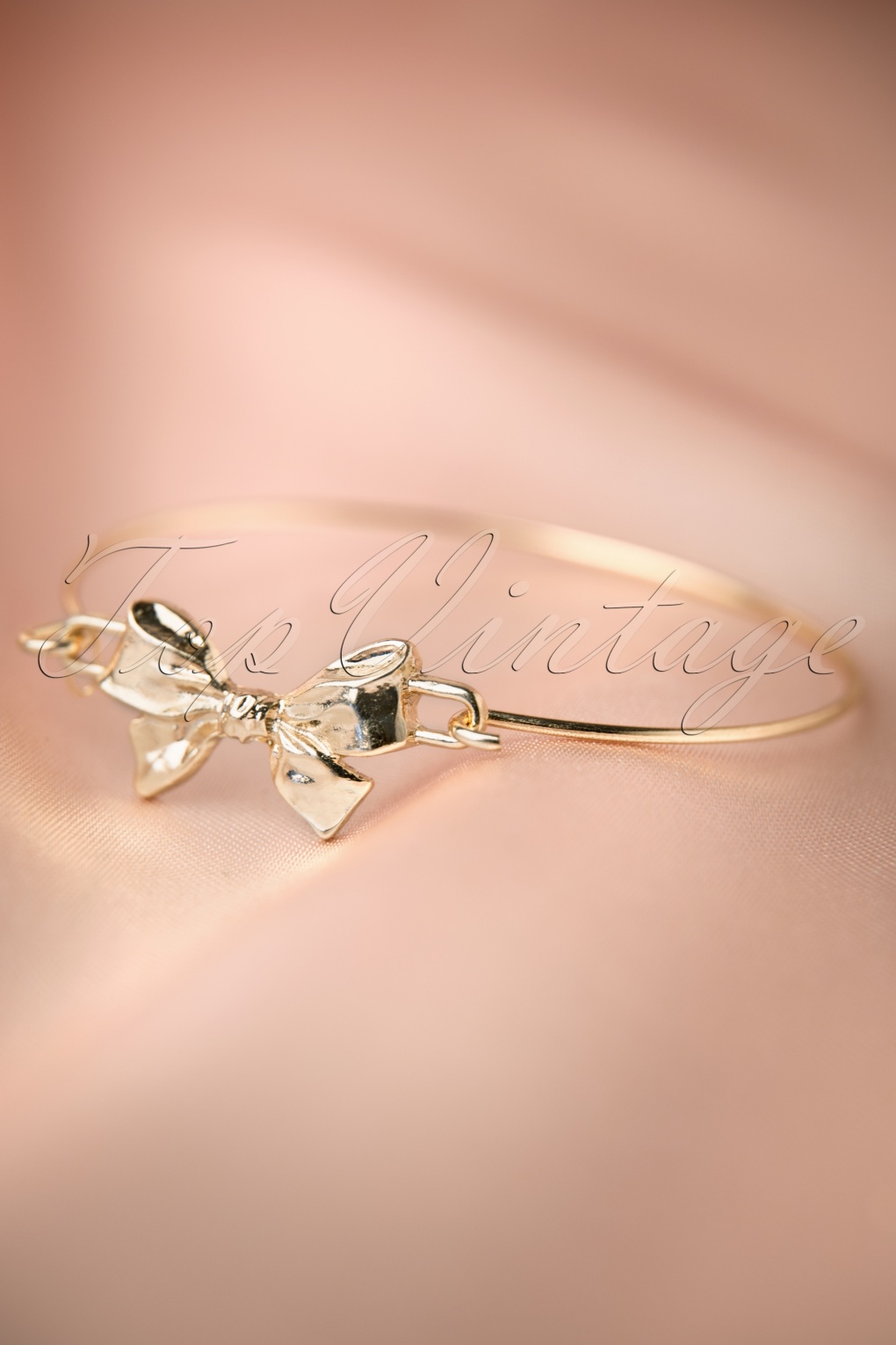 60s Shiny Gold Bow Bangle Bracelet