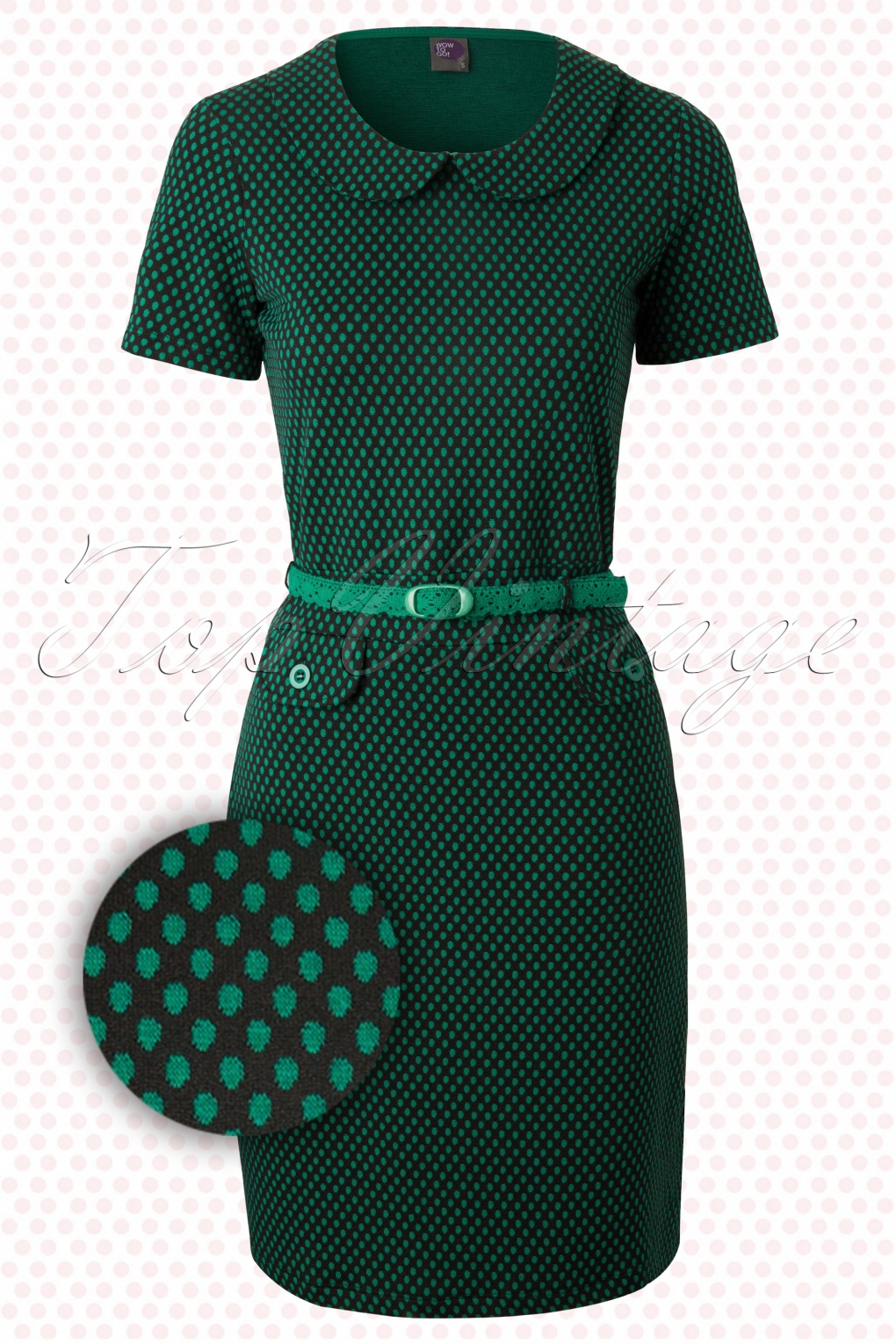 Wonderbaar 60s Retro Root A-Line Dress in Green DS-09