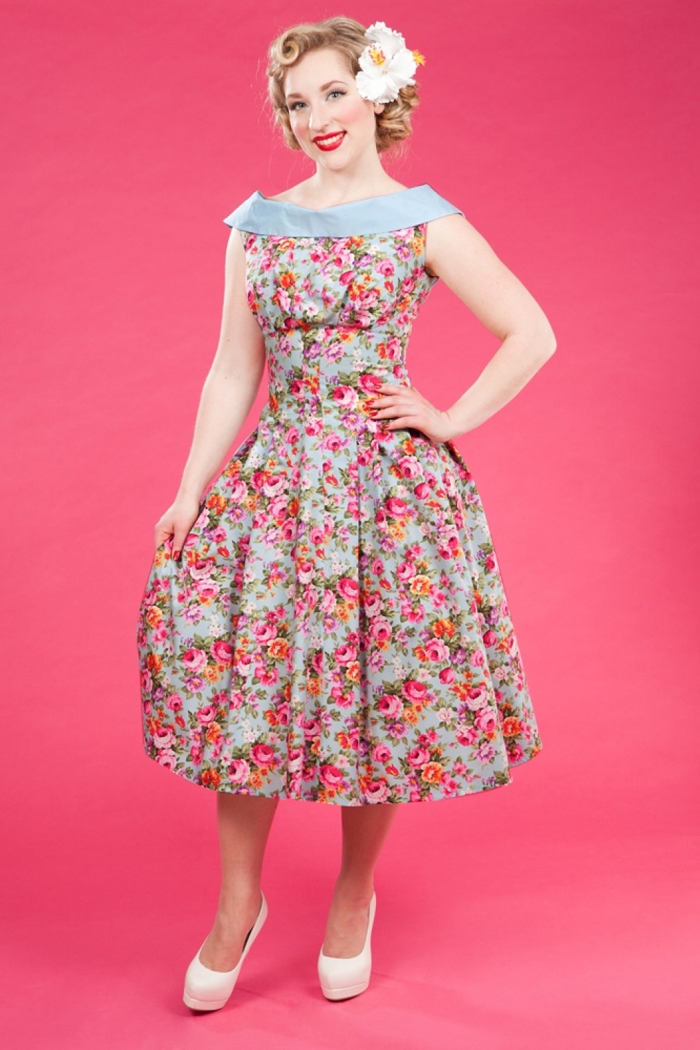 1950s Payton Sue Floral Swing Dress
