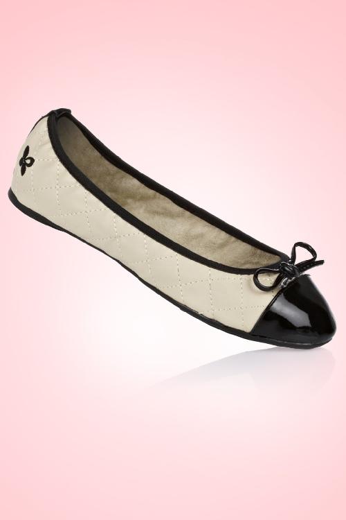 Butterfly Twists - Foldable Ballerina Olivia Quilted Patent Toe Cream and Black 4