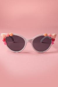 So Retro - Cats Eye Flower Sunglasses Années 50 en Blanc 7