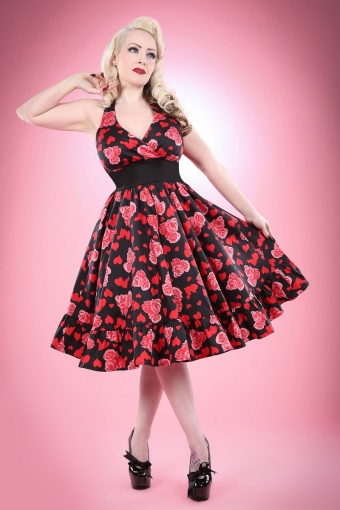black dress with pink hearts
