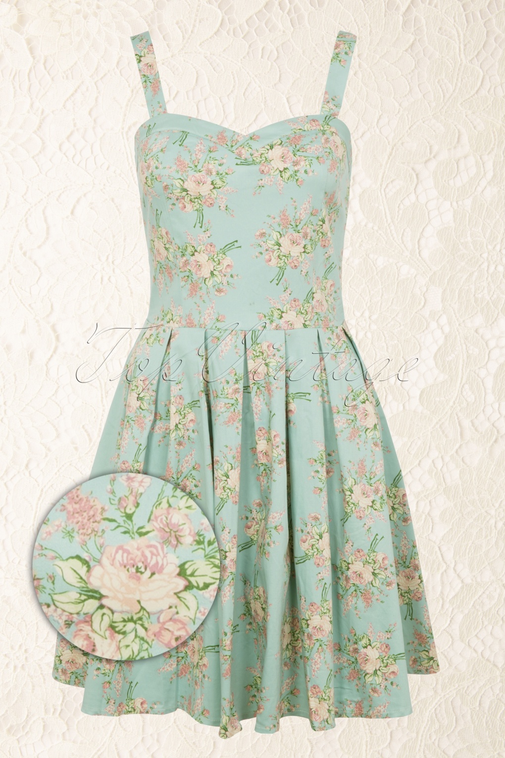 50s Cute Floral Dress in Pastel Blue