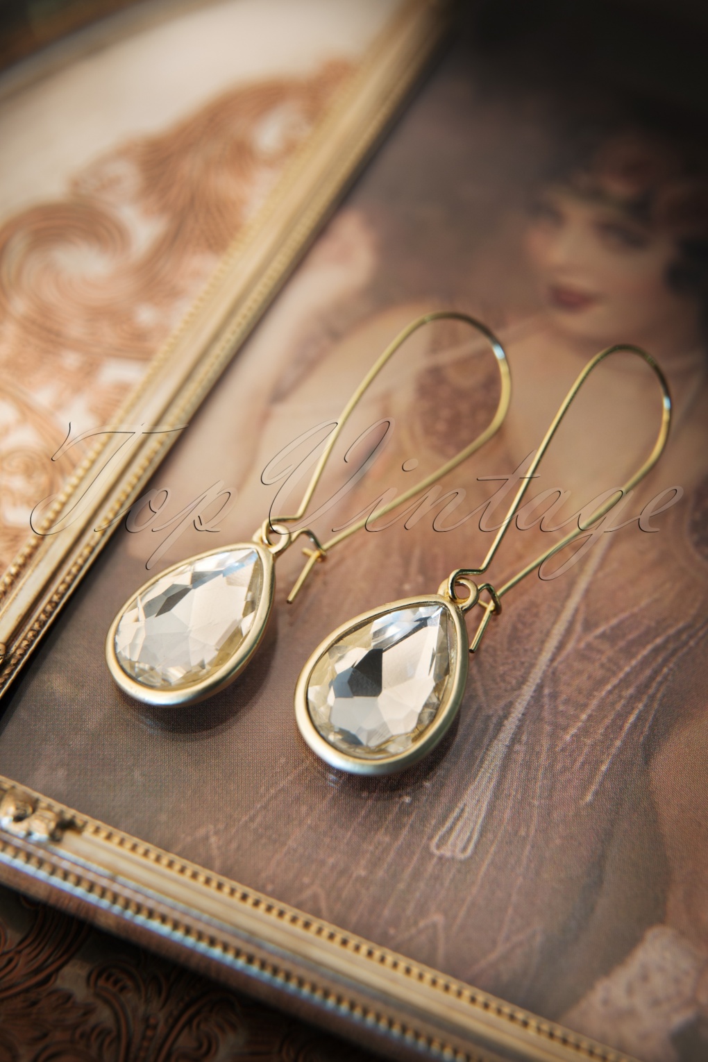 20s Shine Bright Gold Earrings in Crystal