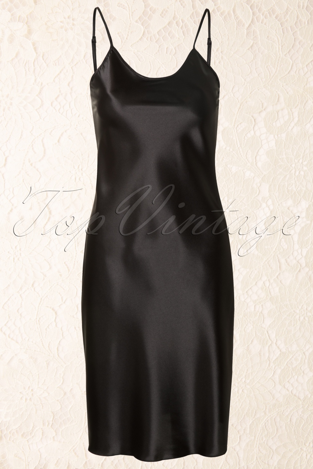 20s Long Slip Dress in Black