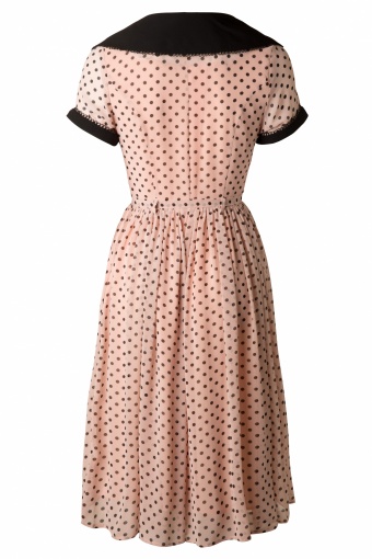 50s Betty Lou Doll Blush Polka Dot Chiffon Dress