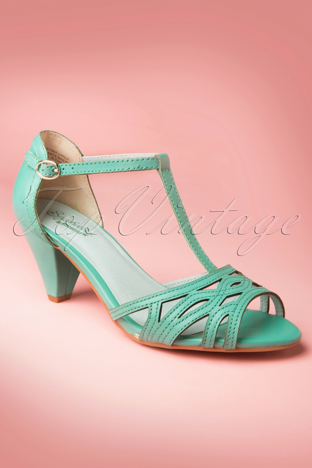 40s Everybody Dance T-Strap Pumps in Sea Green