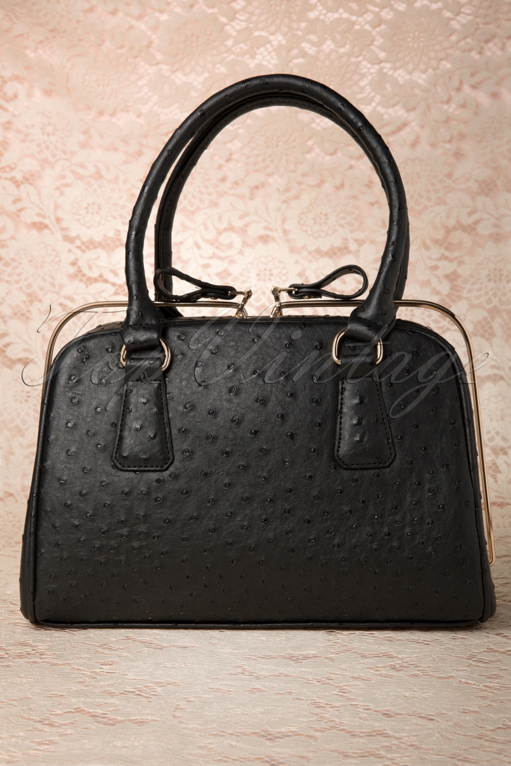 Ostrich Handbag in Black