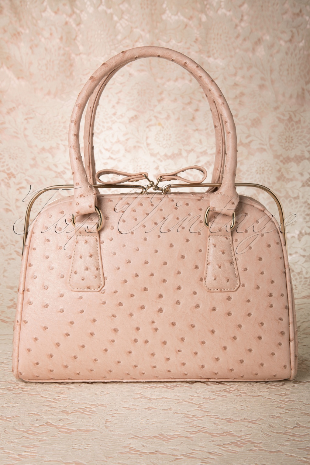Ostrich Handbag in Powder Pink