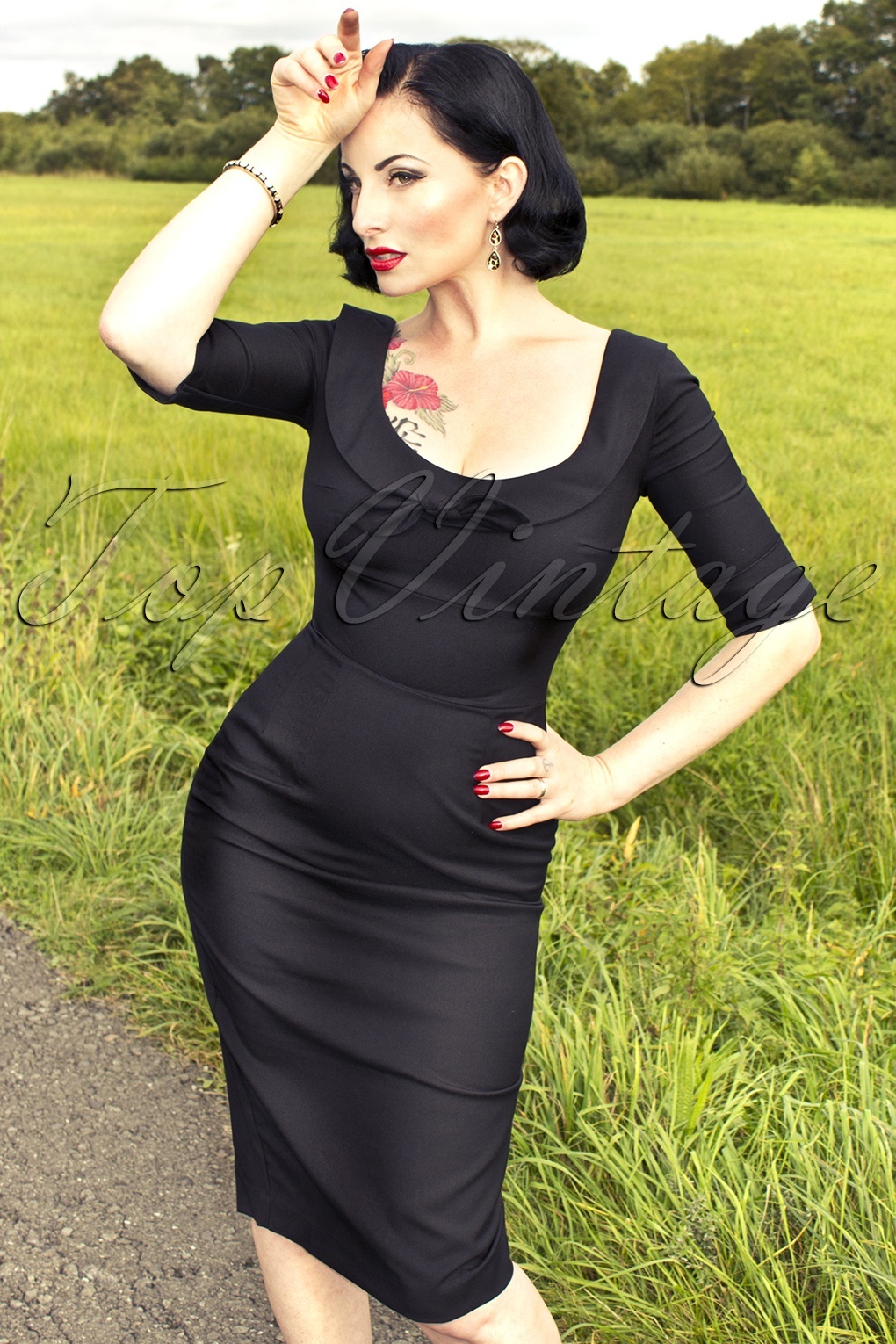 glamour black dress
