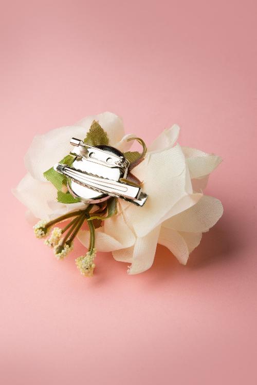 Collectif Clothing - Pin-Up Double Hair Roses Clip Creme 4