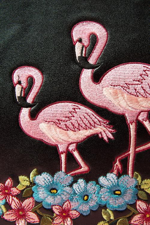 Banned Retro - Flamingo handtas in zwart 3