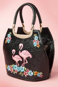 Banned Retro - Flamingo handtas in zwart 2