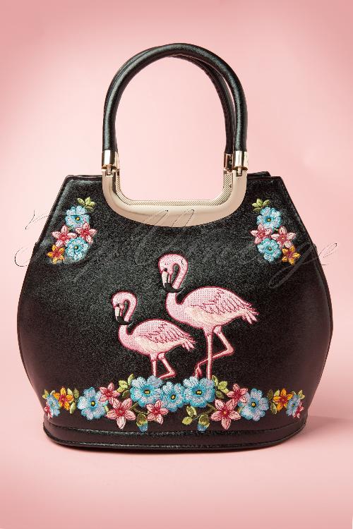 Banned Retro - Flamingo-Handtasche in Schwarz