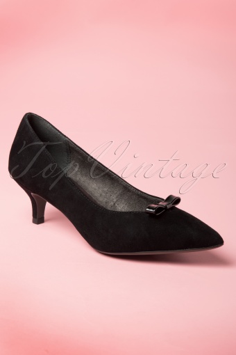 black kitten heels with bow