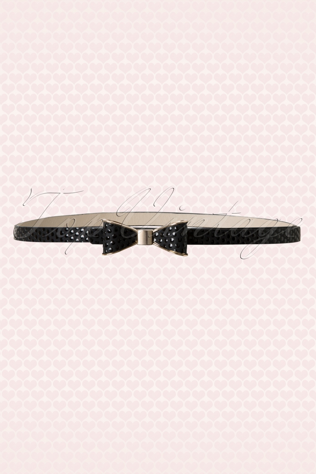 Gold Bow Belt in Black Pindot