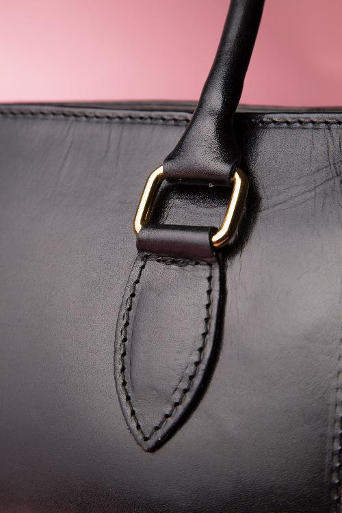 VaVa Vintage - Edle schwarze Lederhandtasche 5
