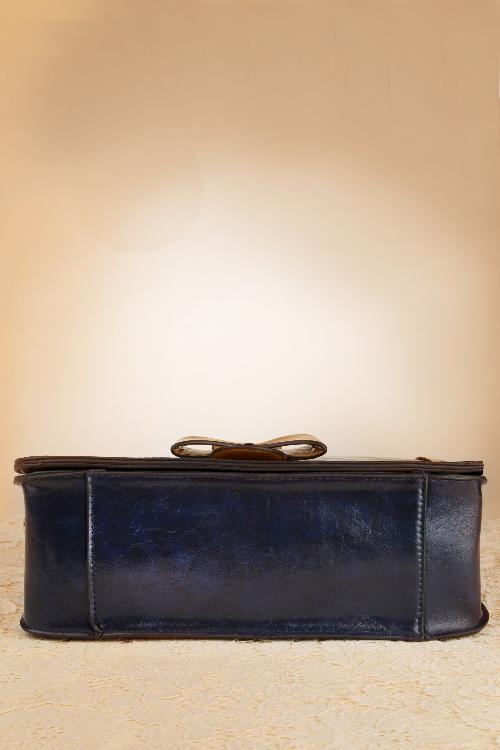 Banned Retro - Antique Messenger Bag Années 1950 en Bleu 7