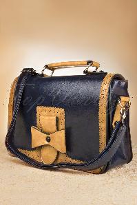 Banned Retro - Antique Messenger Bag Années 1950 en Bleu 3